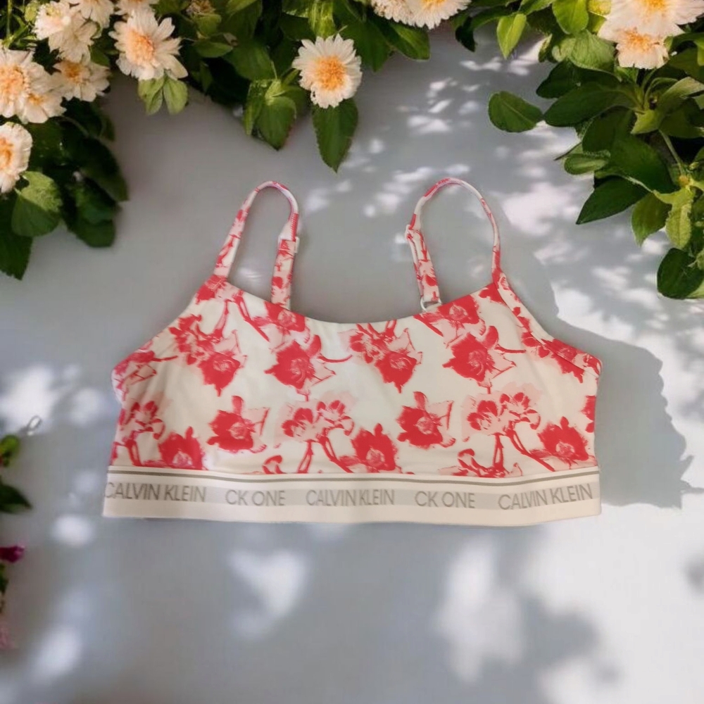 Calvin Klein White and Red Bralette